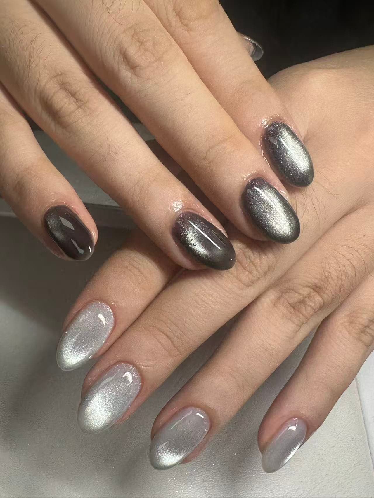 Chic Metallic Ombre Nails - ombre, metallic, nail art